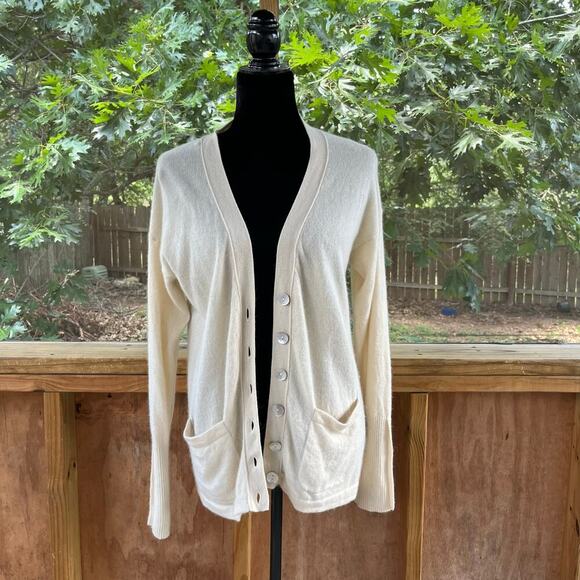 Elizabeth and James Women's Cashmere Blend Cardigan Sweater Cream Size M - Picture 1 of 9